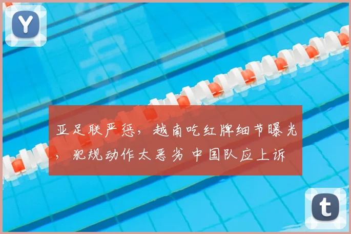 亚足联严惩，越南吃红牌细节曝光，犯规动作太恶劣 中国队应上诉