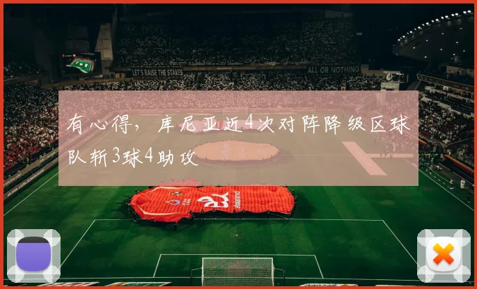 有心得，库尼亚近4次对阵降级区球队斩3球4助攻